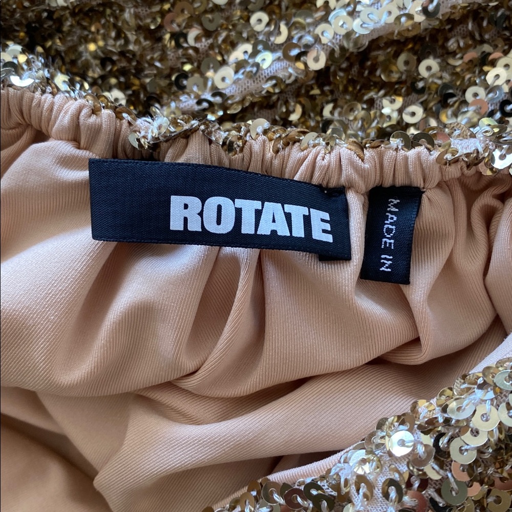 Gold Sequin Midi Dress with Puff Sleeves and High Neck - Picture 10 of 15